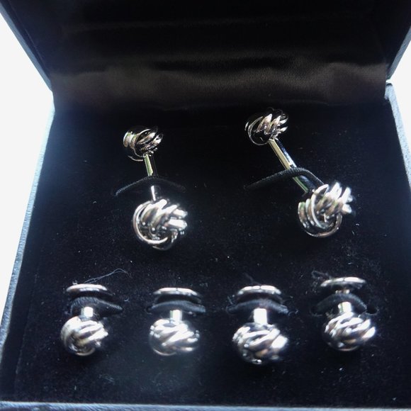 Silver Tuxedo Cufflinks Studs- Brand New - Picture 1 of 1
